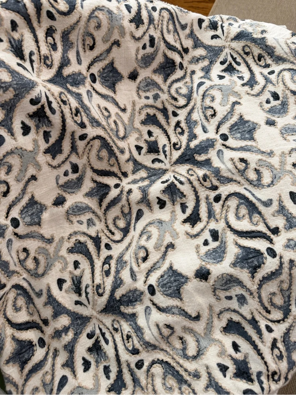 2 Pottery Barn Blue and Cream Paisley Accent Throw Pillow Covers